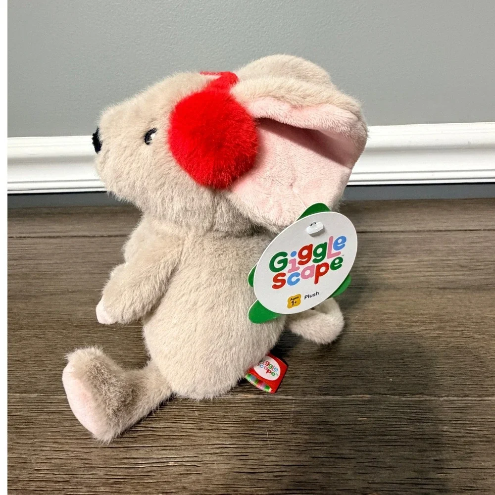 Giggle Scape Mouse Plush with Red Earmuffs Tan Stuffed Animal Toy NWT